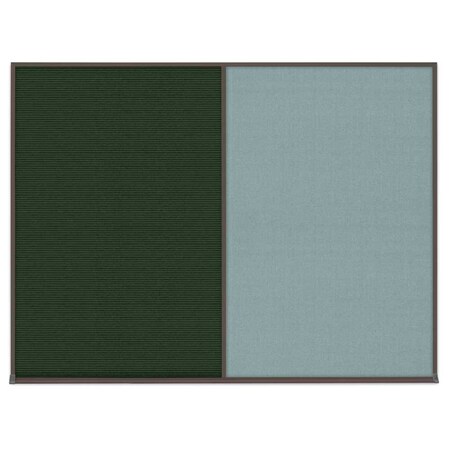 United Visual Products Triple Door Radius Corkboard, 72"X48", G UV80055-GOLD-BLSPRU